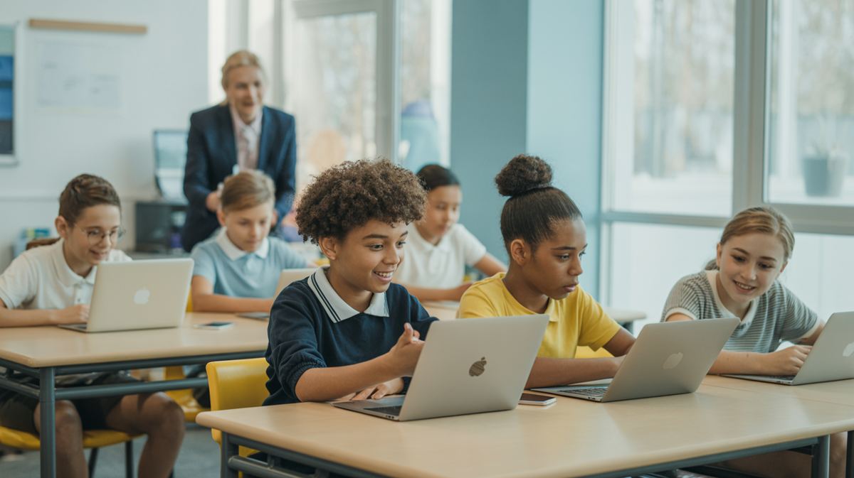 Modern school environment with technology